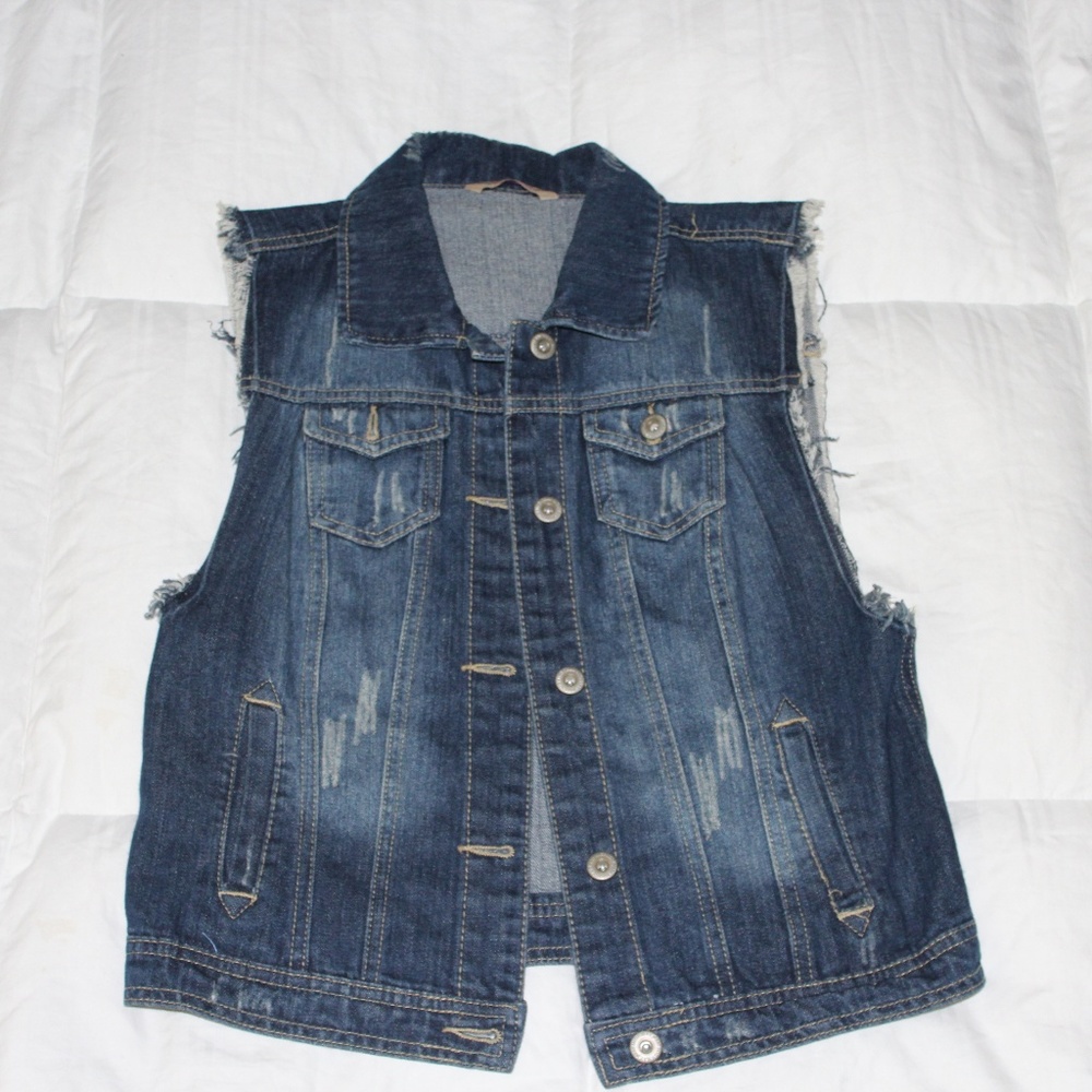 Distressed Jean Vest